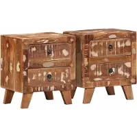 vidaXL Nachtkastje 2 st 40x32x46 cm massief gerecycled hout