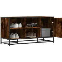 vidaXL Schoenenbank 100x40x53,5cm bewerkt hout en metaal gerookt eiken