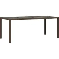 vidaXL Tuintafel met glazen blad 190x90x75 cm poly rattan bruin