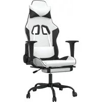vidaXL Massage gamestoel met voetensteun kunstleer zwart en wit