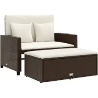 vidaXL Tuinbank 2-zits met kussens poly rattan bruin