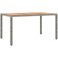 vidaXL Tuintafel met houten blad poly ratten en acaciahout grijs