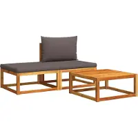vidaXL 3-delige tuinbankset met kussens acaciahout & touw