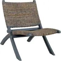 vidaXL Relaxstoel natuurlijk kubu rattan en massief mahoniehout grijs