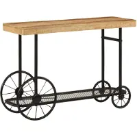 vidaXL Wandtafel 112x36x76 cm massief mangohout en ijzer