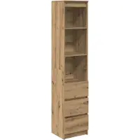 vidaXL Hoge kast 37,5x35x180 cm bewerkt hout artisanaal eikenkleur