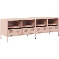 vidaXL Tv-meubel 135x39x43,5 cm koudgewalst staal roze