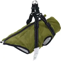 vidaXL Hondenjas met harnas waterdicht reflecterend legergroen L40