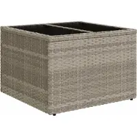 vidaXL Tuintafel met glazen blad 55x55x37 cm poly rattan lichtgrijs
