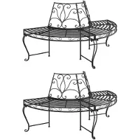 vidaXL Boombanken 2 st halfrond Ø160 cm staal zwart