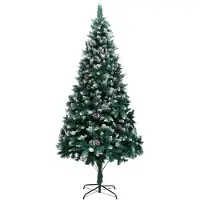 vidaXL Kunstkerstboom met dennenappels en witte sneeuw 210 cm