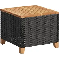 vidaXL Tuintafel 45x45x37 cm poly rattan en acaciahout zwart