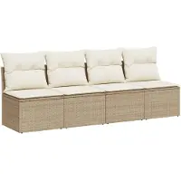 vidaXL Tuinbank 4-zits met kussens poly rattan beige