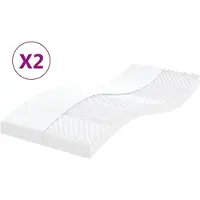 vidaXL Schuimmatrassen 2 st 7 zones hardheid 20 ILD 80x200 cm wit