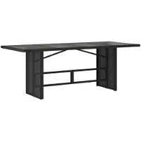 vidaXL Tuintafel met glazen blad 190x80x74 cm poly rattan zwart