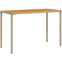 vidaXL Tuintafel met acaciahouten blad 115x54x74 cm poly rattan beige