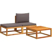 vidaXL 3-delige tuinbankset met kussens acaciahout & rotan