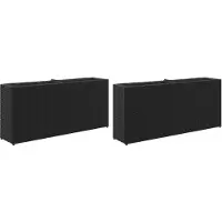 vidaXL Plantenbakken met 2 potten 2 st 90x20x40 cm poly rattan zwart
