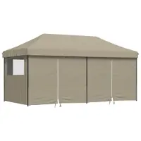 vidaXL Partytent inklapbaar pop-up met 4 zijwanden taupe