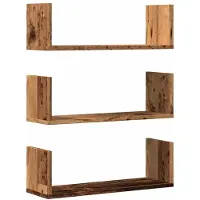 vidaXL Wandschappen 3 st 58x18x18 cm bewerkt hout oud houtkleurig