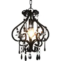 Möbelando vidaXL Plafondlamp met parels, zwart, rond, E14