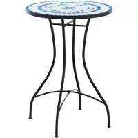 vidaXL Bistrotafel Ø 50x70 cm keramiek blauw en wit