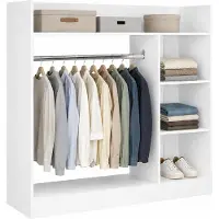 VCM Palosa Kleiderschrank H. 120 x B. 124 x T. 35 cm mit Kleiderstange & Regalfächern Offene Garderobe - Palosa L