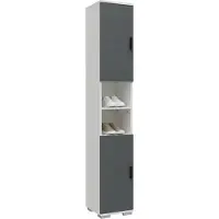 VCM Schuhschrank schmaler Holz Hochschrank mit 2 Türen & 8 Fächern, platzsparender Flurschrank, 178 x 30 x 33 cm, Gados M