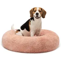 Lionto Donut hondenbed, zacht pluche & verhoogde rand 80 cm roze
