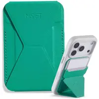 MOFT Snap-On Magnetische Kaarthouder - Wallet Compatibel met MagSafe - Pasjeshouder met Standaard - MOVAS Vegan Leer - Portemonnee 2 Pasjes - Groen