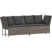 vidaXL Tuinbank met kussens poly rattan grijs