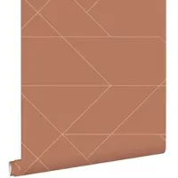 ESTAhome behang grafische lijnen terracotta - 53 cm x 10.05 m - 139373