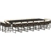 vidaXL 17-delige Tuinset met kussens poly rattan bruin
