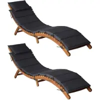 vidaXL Ligstoelen met kussens 2 st massief acaciahout donkergrijs