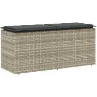 vidaXL Tuinbank met kussen 110x40x44 cm poly rattan lichtgrijs