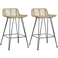 vidaXL Barstoelen 2 st natuurlijk rattan