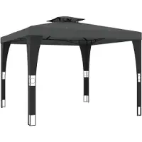 vidaXL Paviljoen met dubbel dak, antraciet, 2,98 x 2,98 m, staal