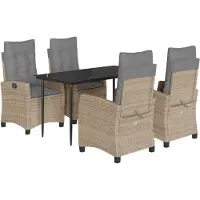 vidaXL 5-delige Tuinset met kussens poly rattan gemengd beige