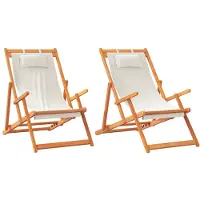 vidaXL Opklapbare stoelen, 2 stuks, crèmekleurige stof