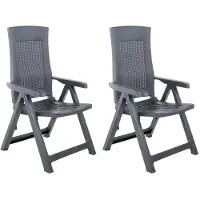 vidaXL Tuinstoelen 2 st verstelbaar kunststof antracietkleurig
