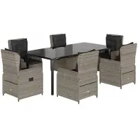 vidaXL 7-delige Tuinset met kussens poly rattan grijs