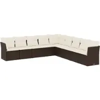 vidaXL 9-delige Loungeset met kussens poly rattan bruin