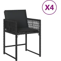 vidaXL Tuinstoelen 4 st met kussens poly rattan zwart