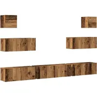 vidaXL 7-delig Tv-meubelset wandmontage bewerkt hout oud houtkleurig