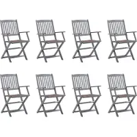 vidaXL Tuinstoelen 8 st inklapbaar met kussens massief acaciahout