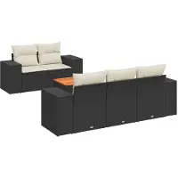 vidaXL 6-delige Loungeset met kussens poly rattan zwart