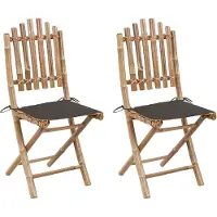 vidaXL Opklapbare stoelen (2 stuks) met kussens, bamboe