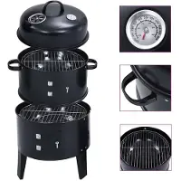 vidaXL Houtskoolroker barbecue-grill 3-in-1 40x80 cm