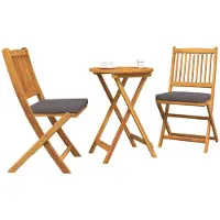 vidaXL Tuinset bistro, 3 stuks, bruin, massief acaciahout