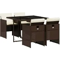 vidaXL 5-delige Tuinset met kussens poly rattan bruin